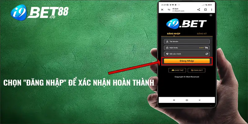 Chọn "đăng nhập" để xác nhận hoàn thành